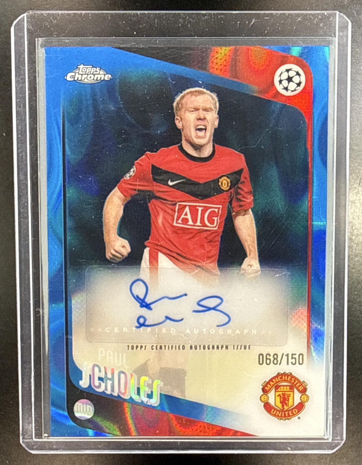 Paul Scholes Topps Chrome UCC 2025-26 Blue Lava /150 Auto Manchester United