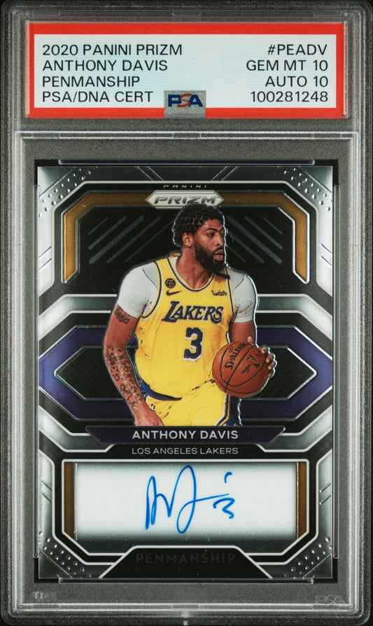 Anthony Davis Panini Prizm 2020-21 Penmanship Auto PSA 10 Los Angeles Lakers
