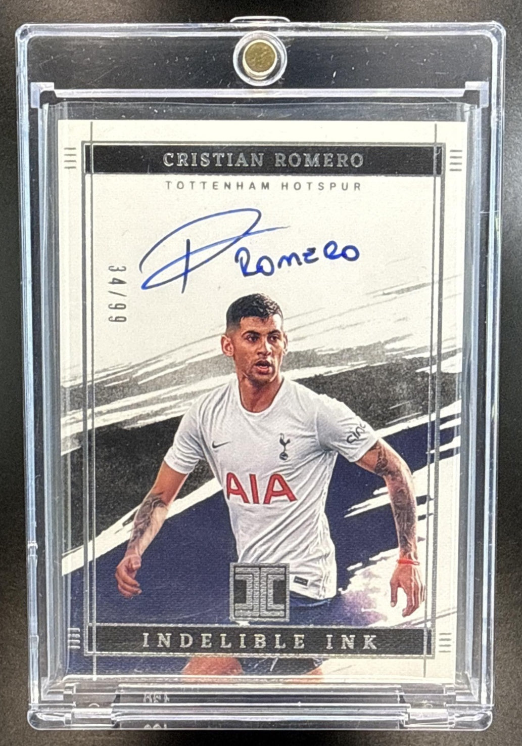 Cristian Romero Panini Impeccable PL 2021 Indelible Ink /99 Tottenham Hotspur