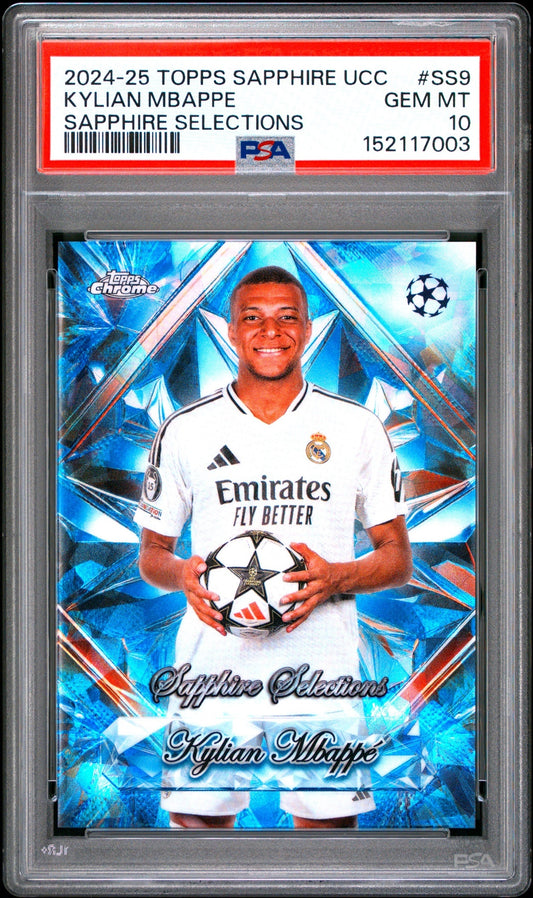 Kylian Mbappe Topps Chrome Sapphire UCC 2024-25 PSA 10 Real Madrid C.F.
