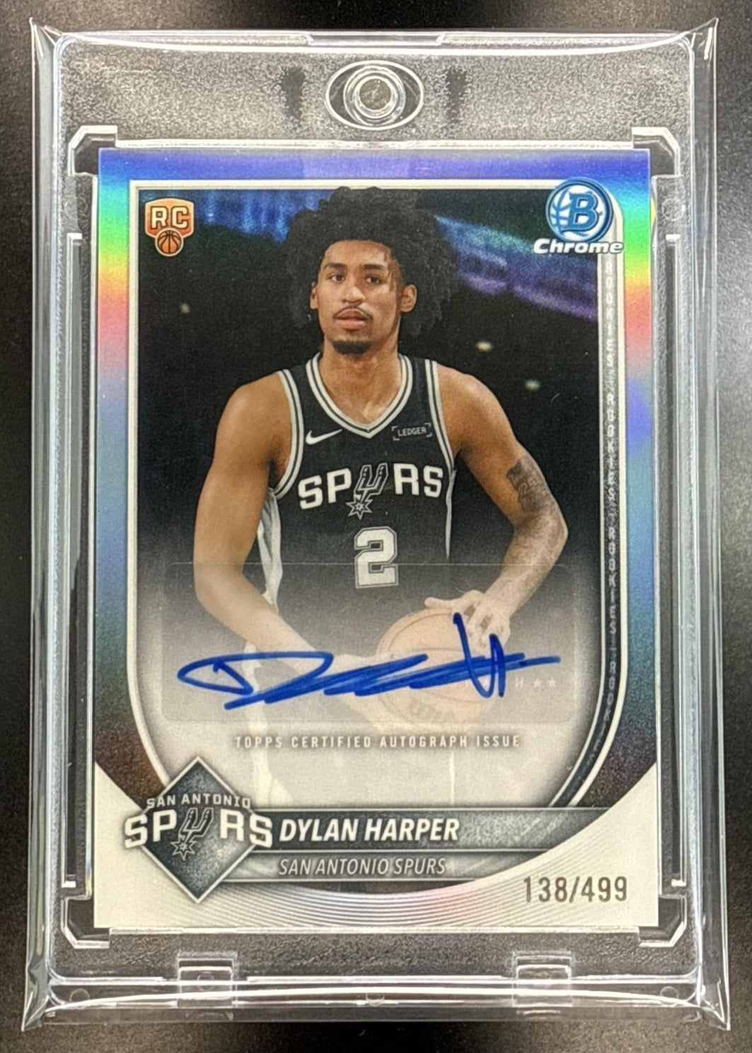 Dylan Harper Bowman 2025-26 Chrome Auto Refractor /499 RC San Antonio Spurs
