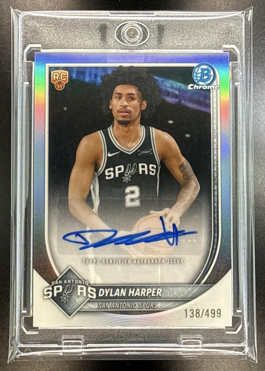 Dylan Harper Bowman 2025-26 Chrome Auto Refractor /499 RC San Antonio Spurs