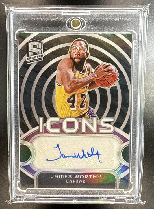 James Worthy Panini Spectra 2023-24 Icons Auto /75 Los Angeles Lakers