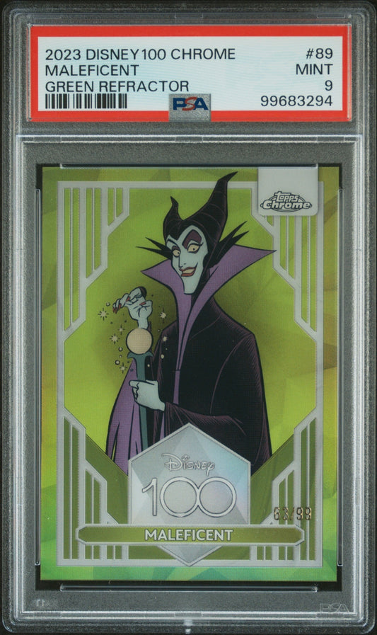 2023 Topps Chrome Disney 100 Maleficent Green Refractor /99 PSA 9