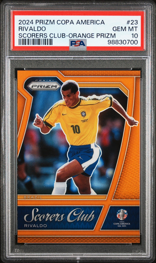 Rivaldo Panini Prizm Copa America 2024-25 Scorers Club Orange /25 PSA 10 Brazil