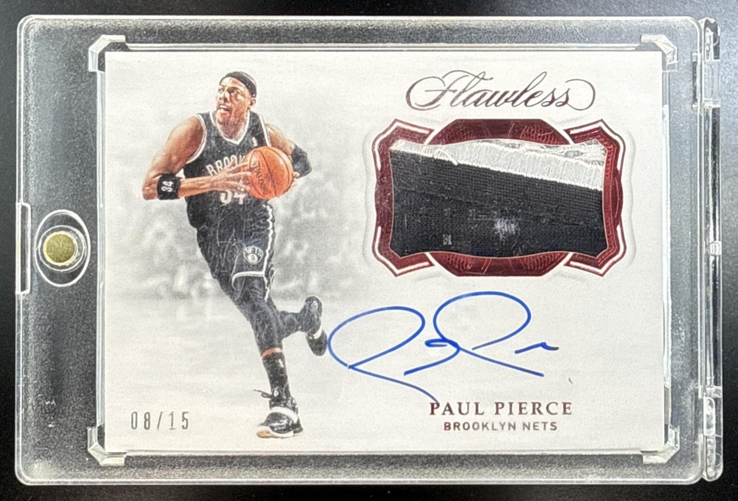 Paul Pierce Panini Flawless 2018-19 Ruby /15 MEM Auto Brooklyn Nets