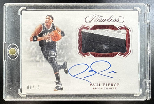 Paul Pierce Panini Flawless 2018-19 Ruby /15 MEM Auto Brooklyn Nets