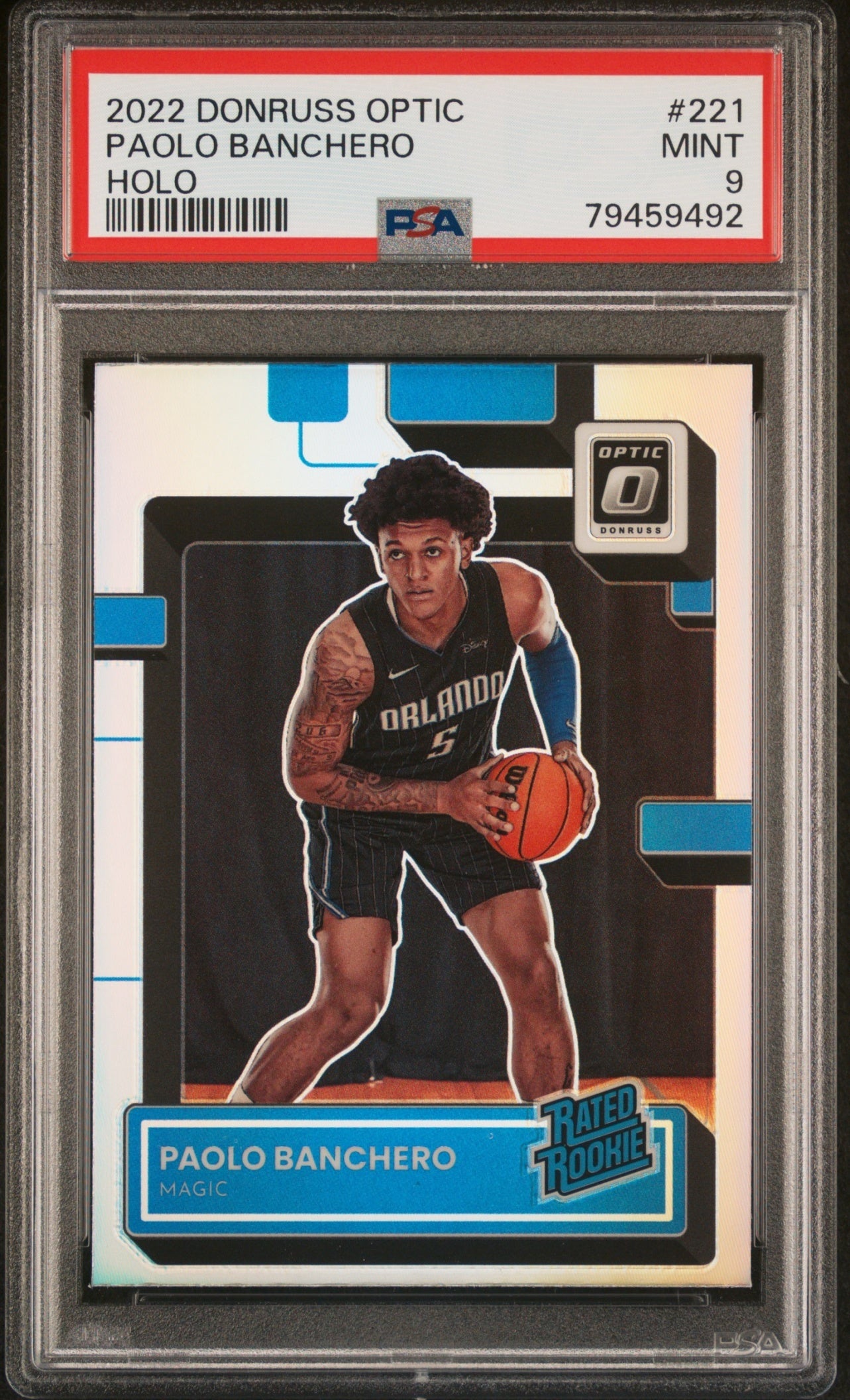 Paolo Banchero Donruss Optic 2022-23 Holo RC Rated Rookie PSA 9 Orlando Magic