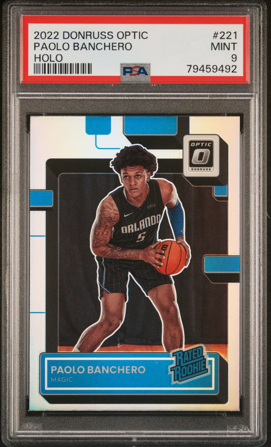 Paolo Banchero Donruss Optic 2022-23 Holo RC Rated Rookie PSA 9 Orlando Magic