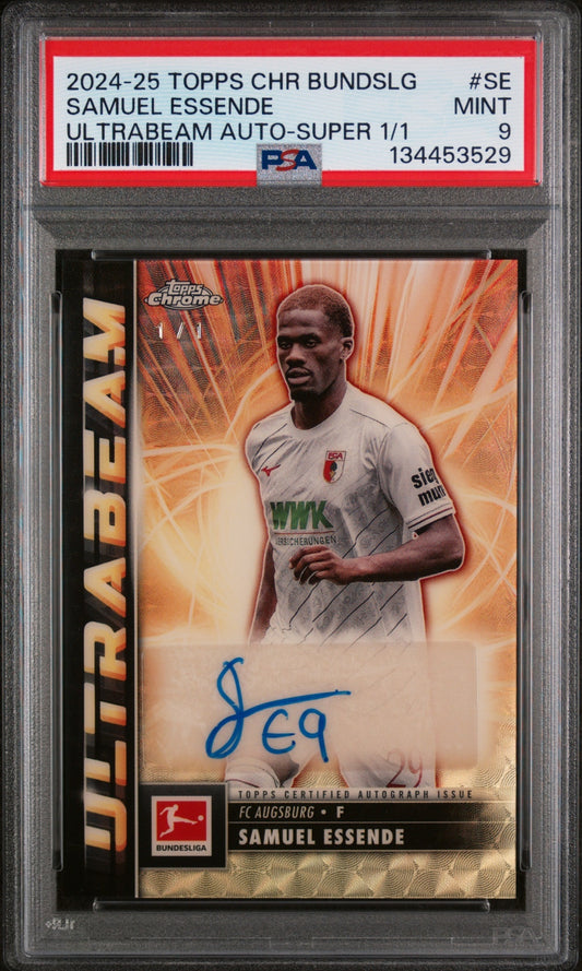 Samuel Essende Topps Chrome Bundesliga 2024-25 SuperFractor 1/1 Auto PSA 9 FC Augsburg