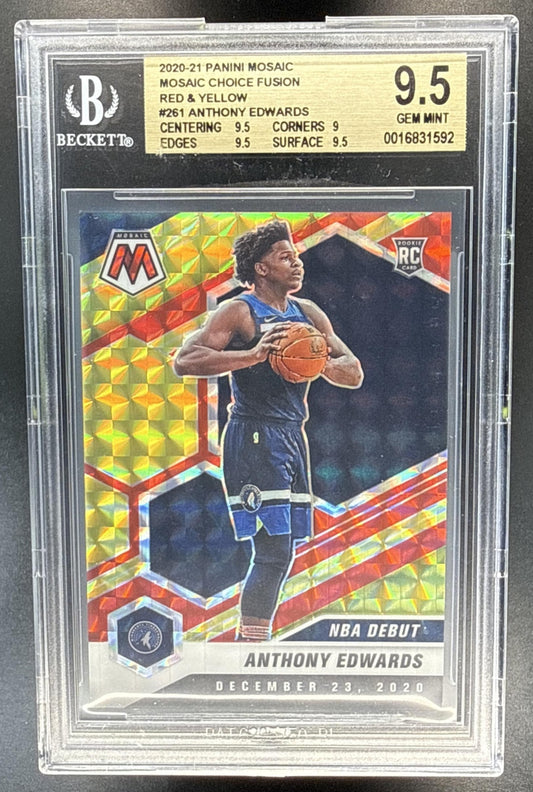 Anthony Edwards Mosaic '20 Choice Fusion Red/Yellow /88 BGS 9.5 RC Timberwolves