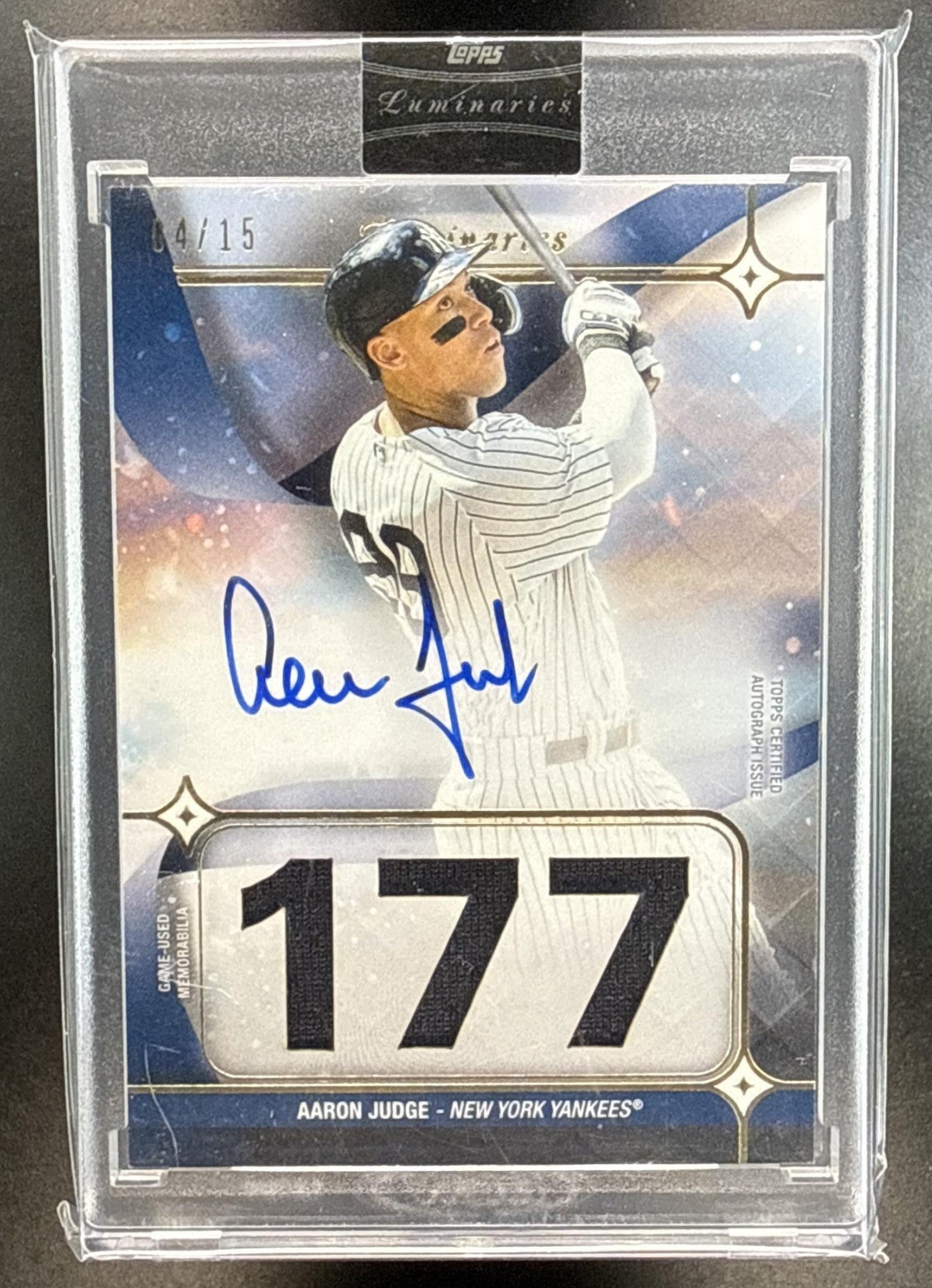 Aaron Judge Topps Luminaries 2023 Hit Kings Auto Relics /15 MEM New York Yankees