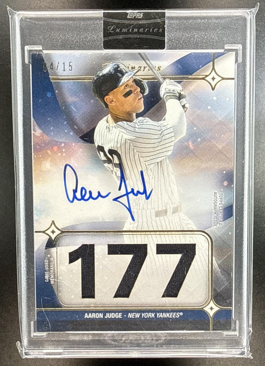 Aaron Judge Topps Luminaries 2023 Hit Kings Auto Relics /15 MEM New York Yankees
