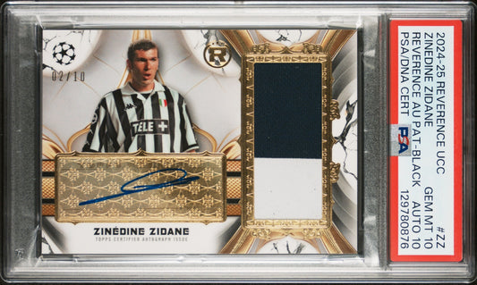 Zinedine Zidane Topps Reverence UCC 2024-25 Black /10 MEM Auto PSA 10 Juventus