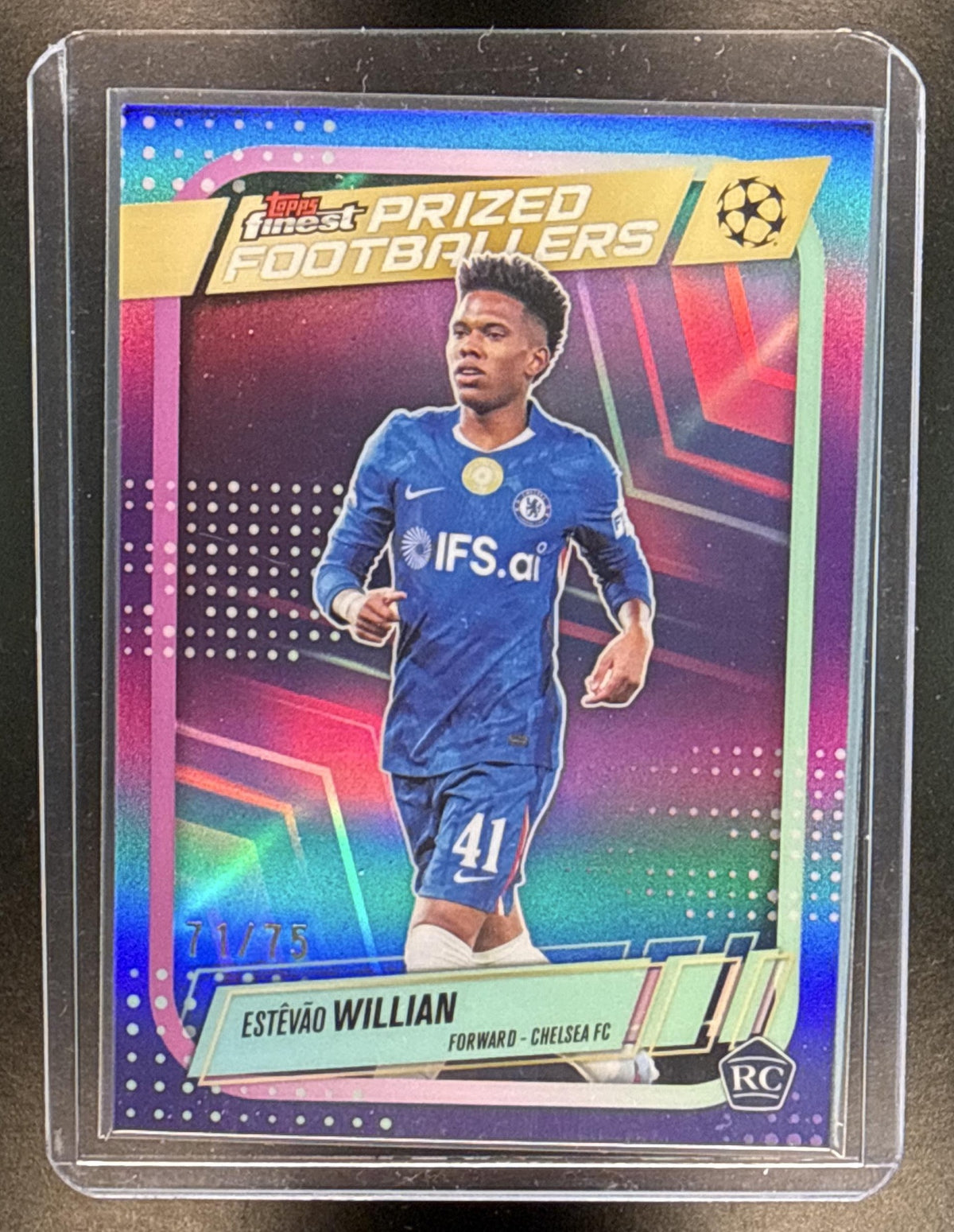 Estevao Willian Topps Finest UCC 2025-26 Purple Refractor /75 RC Chelsea FC