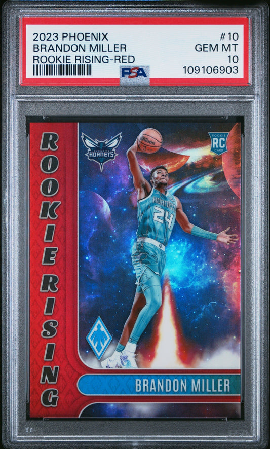 Brandon Miller Panini Phoenix 2023-24 Red /125 RC PSA 10 Charlotte Hornets