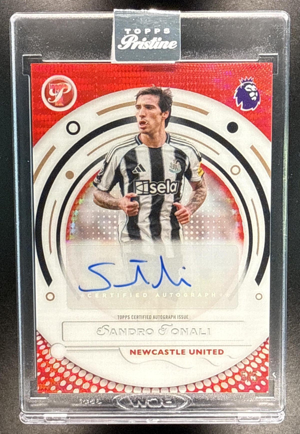 Sandro Tonali Topps Pristine PL 2025-26 Auto Red /5 Newcastle United