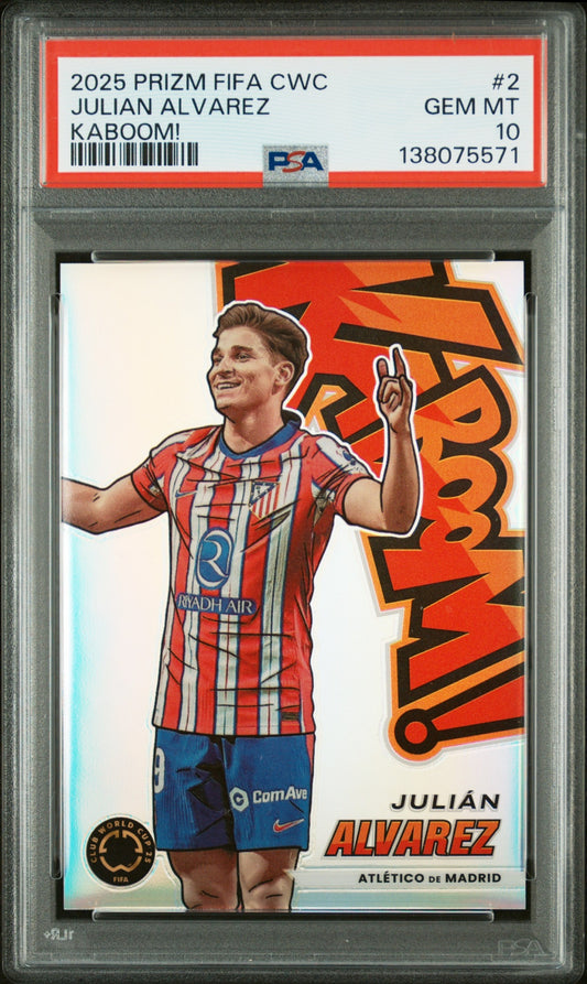 Julian Alvarez Panini Prizm FIFA Club World Cup 2025 PSA 10 Kaboom! Atletico de Madrid