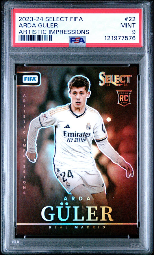 Arda Guler Panini Select FIFA 2023-24 Artistic Impressions PSA 9 RC Real Madrid