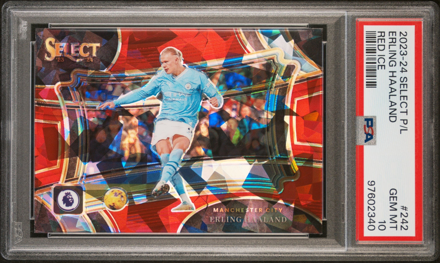 Erling Haaland Select PL 2023-24 Red Ice Field Level PSA 10 Manchester City