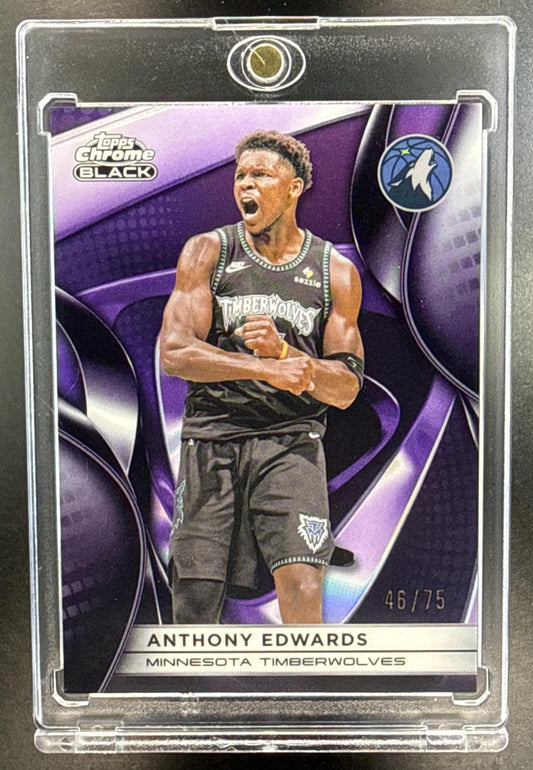 Anthony Edwards Topps Chrome Black 2025-26 Purple Refractor /75 Minnesota Timberwolves