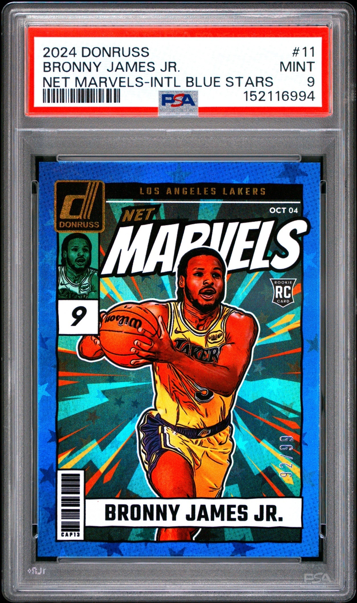 Bronny James Jr. Donruss 2024-25 Intl Blue Stars /99 RC PSA 9 Los Angeles Lakers