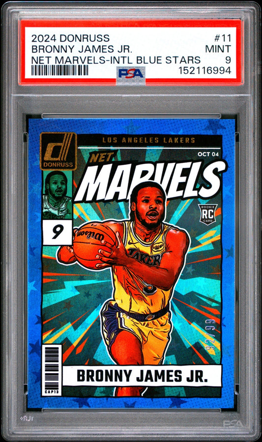 Bronny James Jr. Donruss 2024-25 Intl Blue Stars /99 RC PSA 9 Los Angeles Lakers