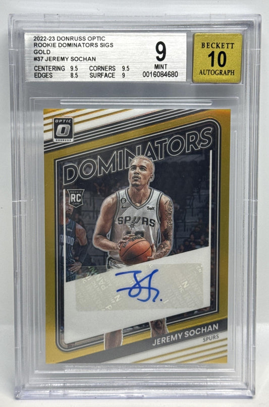 Jeremy Sochan Panini Donruss Optic 2022-23 Gold /10 Auto BGS 9 San Antonio Spurs