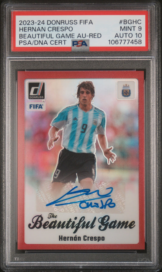 Hernan Crespo Panini Donruss 2023-24 Red /49 Auto PSA 9 Argentina