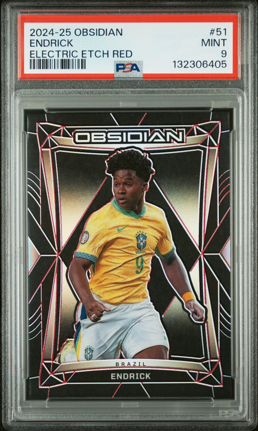 Endrick Panini Obsidian 2024-25 Electric Etch Red /12 PSA 9 Brazil