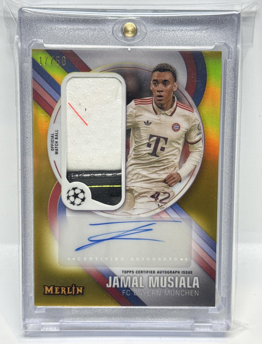Jamal Musiala Topps Merlin Chrome UCC 2024-25 Gold /50 Auto FC Bayern Munchen