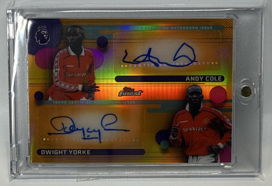 Dwight Yorke Andy Cole Topps Finest PL '25 Orange Refractor /25 Auto Man United