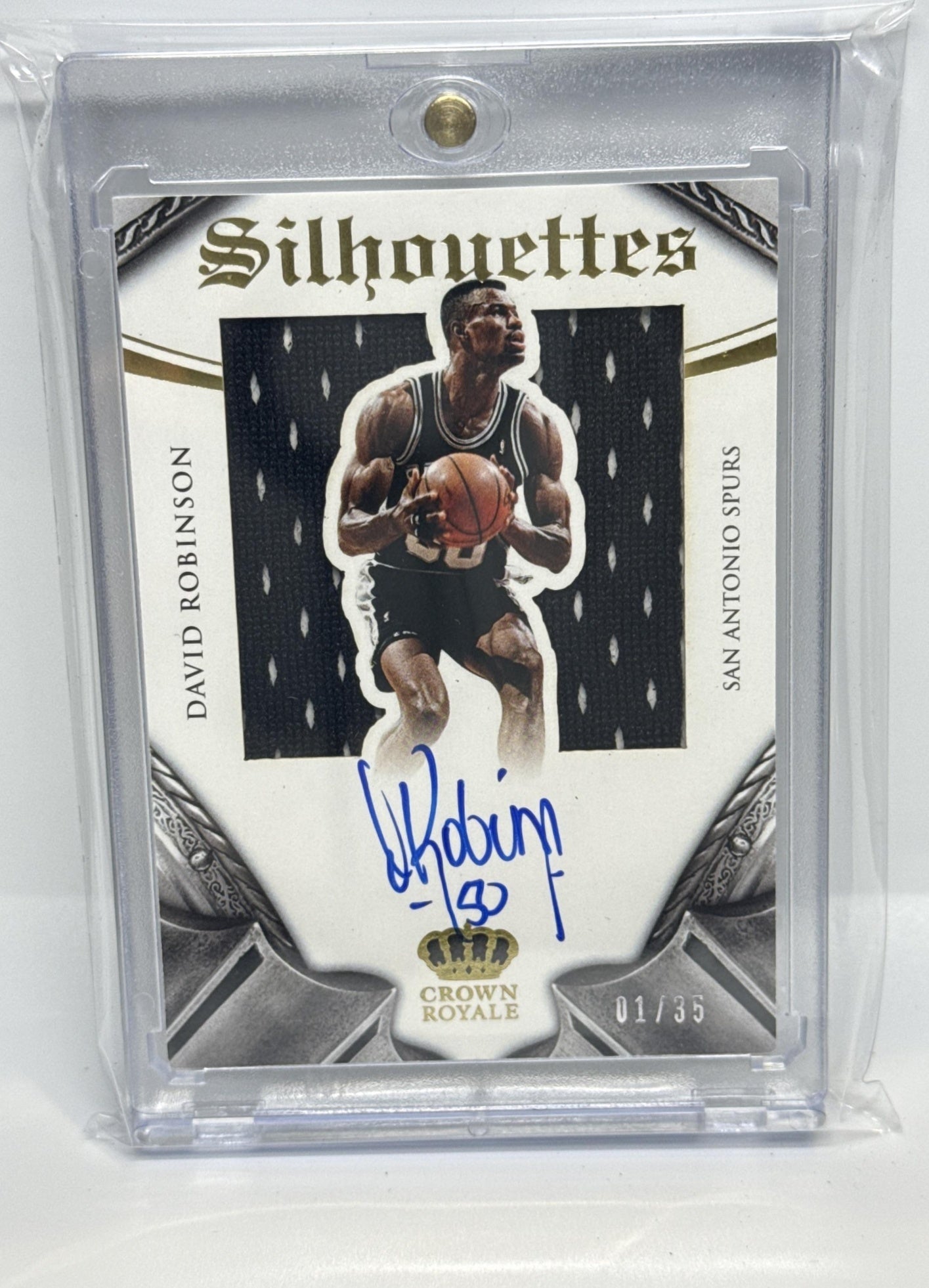 David Robinson Panini Crown Royale 2014-15 Silhouttes Auto /35 San Antonio Spurs