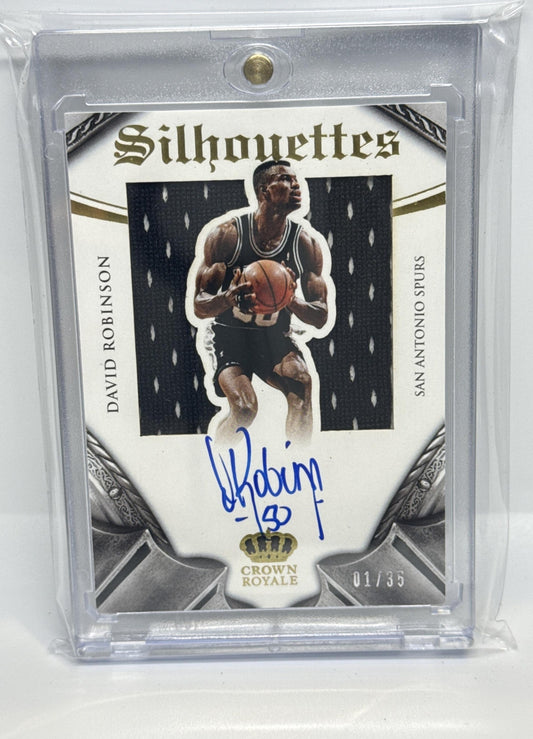 David Robinson Panini Crown Royale 2014-15 Silhouttes Auto /35 San Antonio Spurs