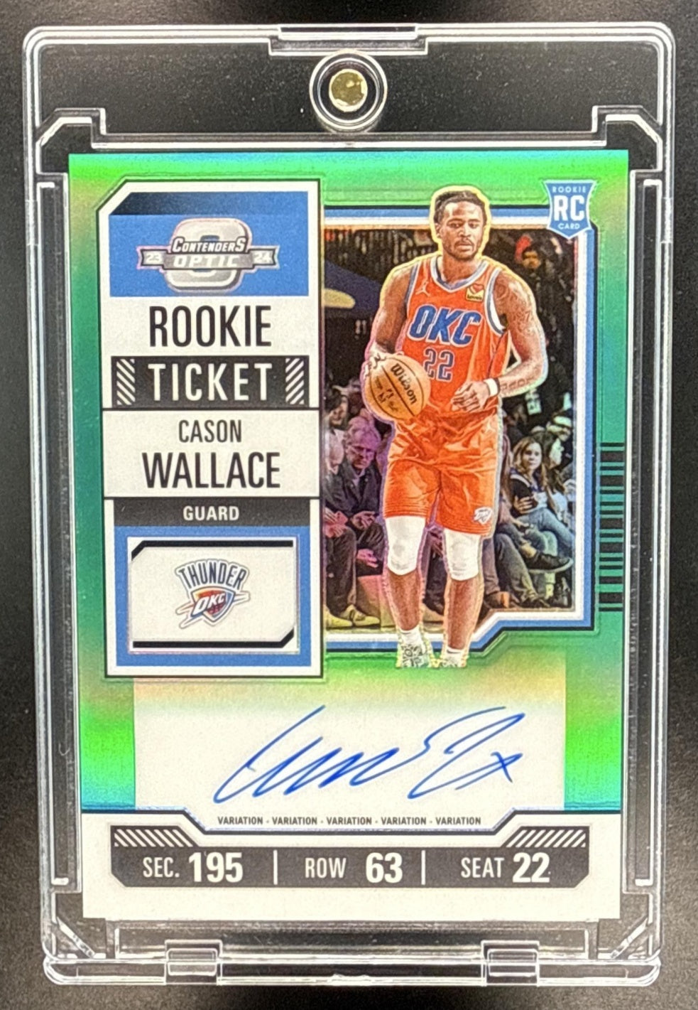 Cason Wallace Contenders Optic 2023-24 Green /75 RC Auto Oklahoma City Thunder