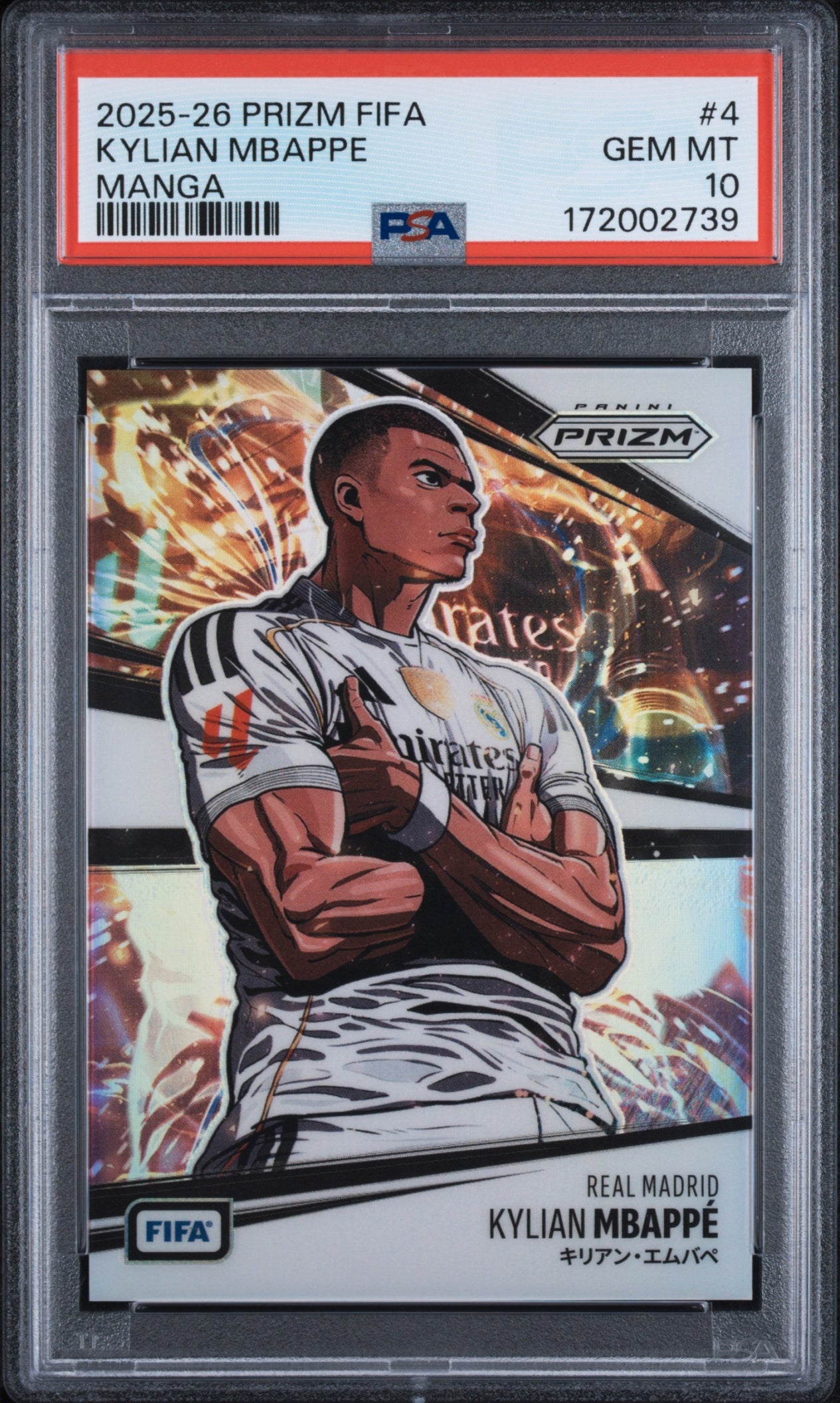Kylian Mbappe Panini Prizm FIFA 2025-26 Manga SSP PSA 10 Real Madrid