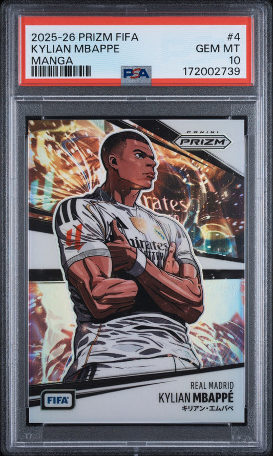 Kylian Mbappe Panini Prizm FIFA 2025-26 Manga SSP PSA 10 Real Madrid