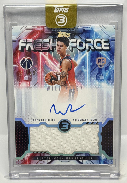 Will Riley Topps Three 2025-26/49 MEM RC Auto Washington Wizards