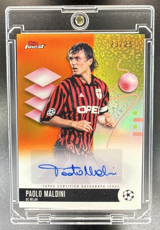 Paolo Maldini Topps UCC Finest 2025-26 Orange Refractor /25 Auto AC Milan