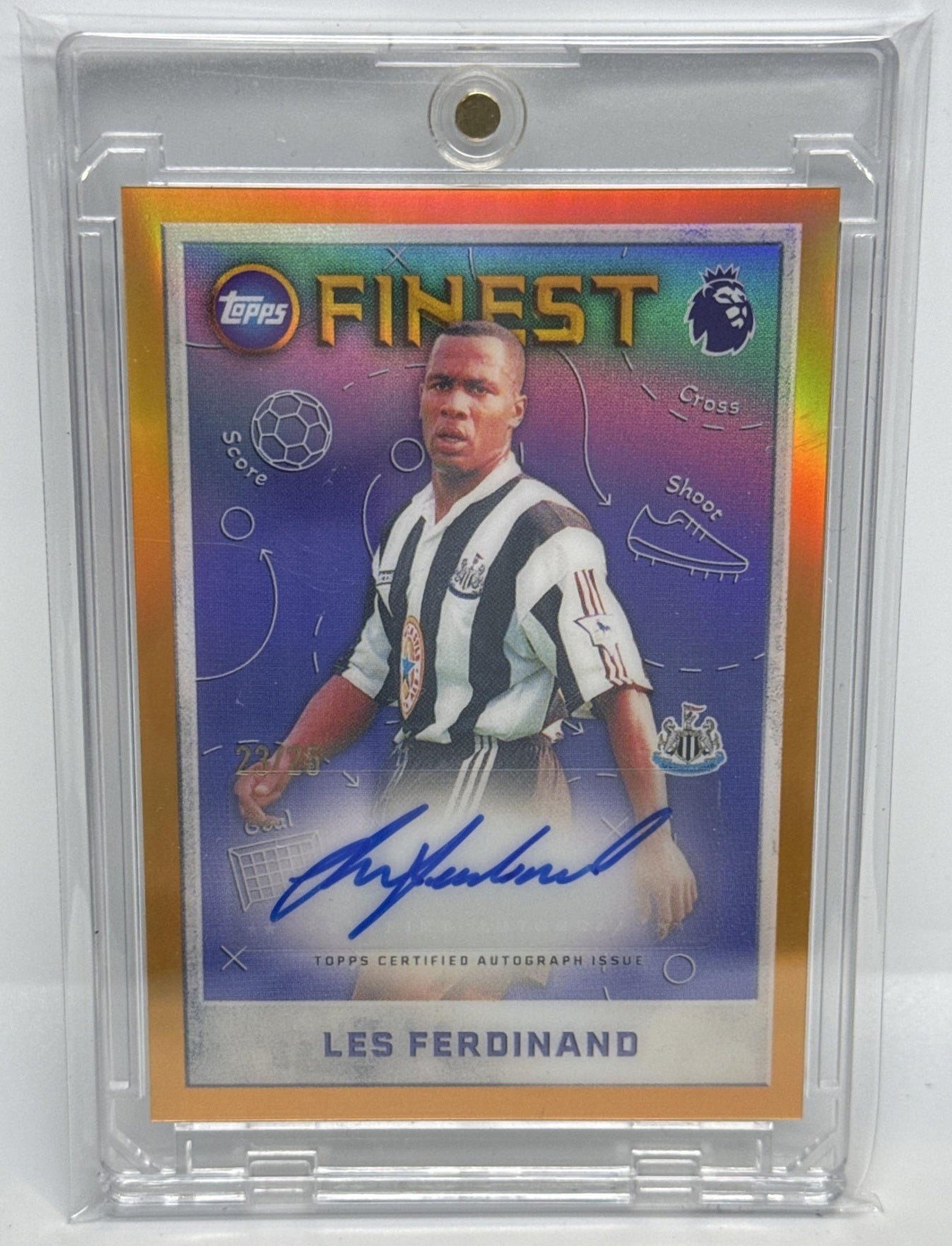 Les Ferdinand Topps Finest PL 2025-26 Seasons Auto Orange /25 Newcastle United