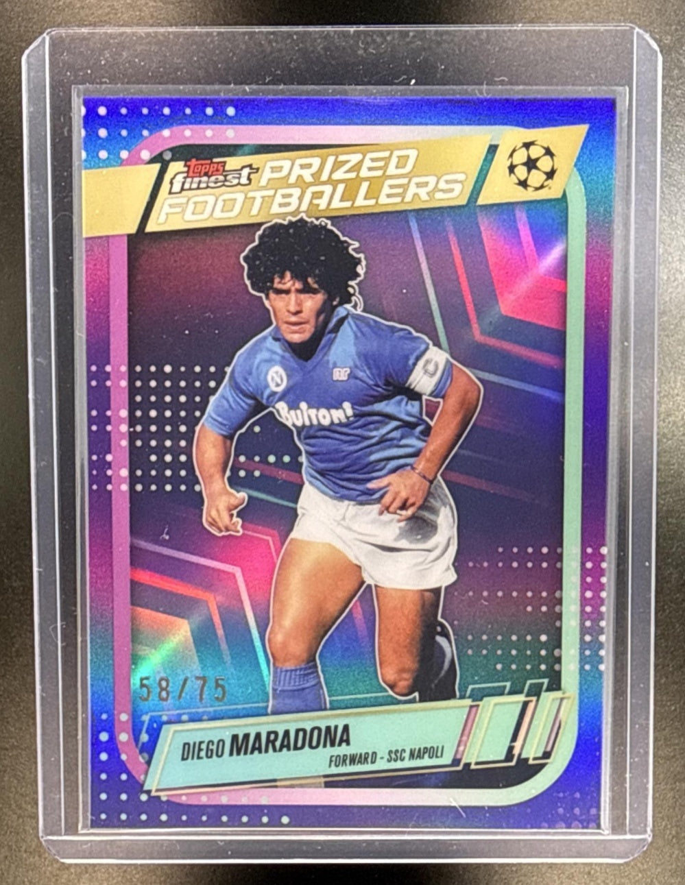 Diego Maradona Topps UCC Finest 2025-26 Purple Refractor /75 SSC Napoli