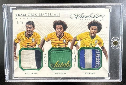 Marcelo Paulinho Willian Panini Flawless 2015-16 Emerald /5 MEM Brazil