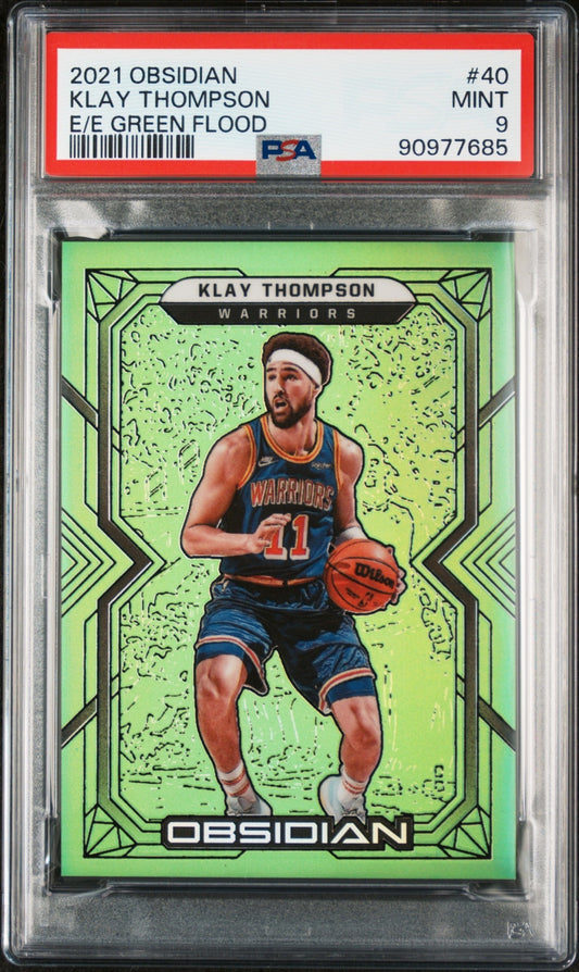 Klay Thompson Obsidian 2021-22 EE Green Flood /25 PSA 9 Golden State Warriors