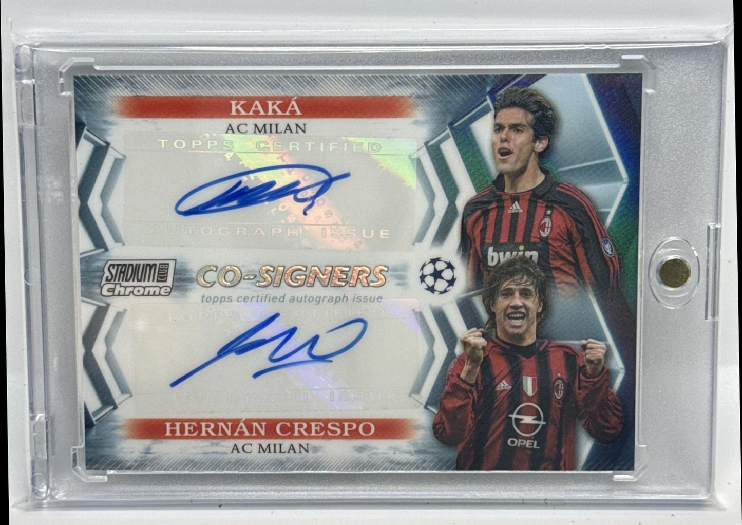Kaka Hernan Crespo Topps Stadium Club Chrome 2022 Co-Signers Auto AC Milan