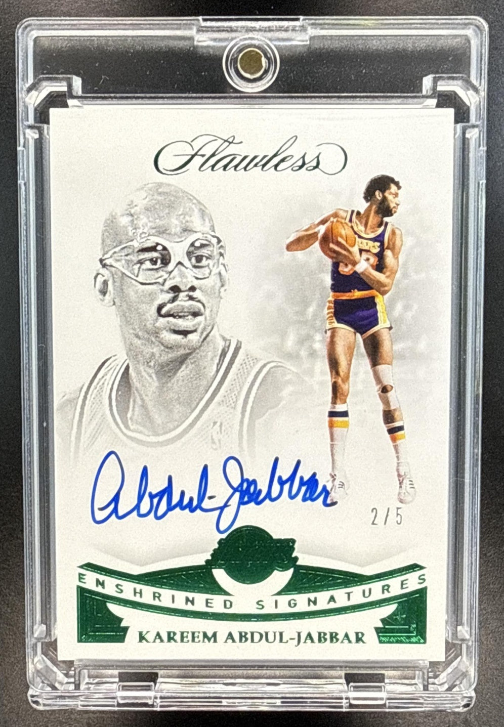 Kareem Abdul-Jabbar Panini Flawless 2018-19 Green /5 Auto Los Angeles Lakers
