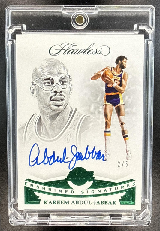 Kareem Abdul-Jabbar Panini Flawless 2018-19 Green /5 Auto Los Angeles Lakers