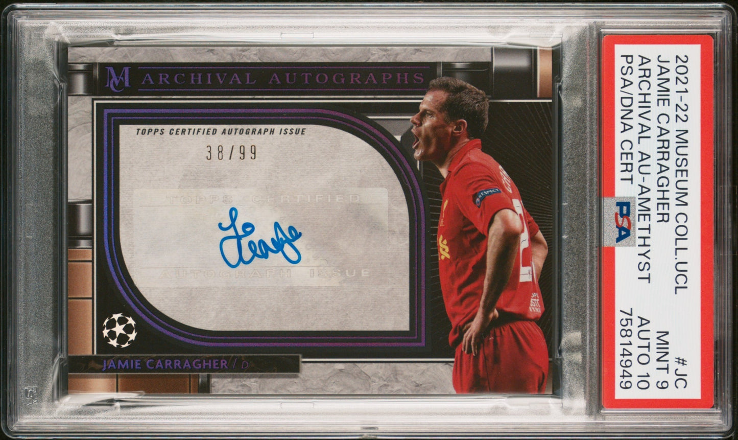 Jamie Carragher Topps Museum Collection UCL 2021 Amethyst /99 PSA 9 Liverpool