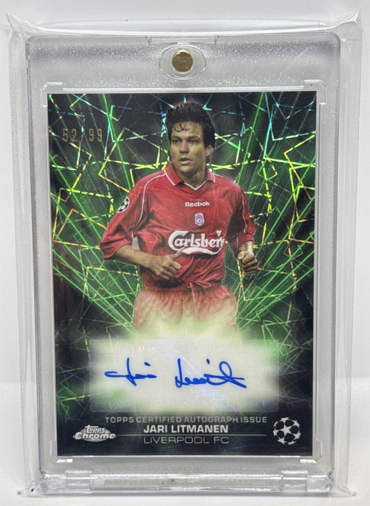 Jari Litmanen Topps Chrome UCC 2023-24 Black/Neon Green /99 Auto Liverpool FC