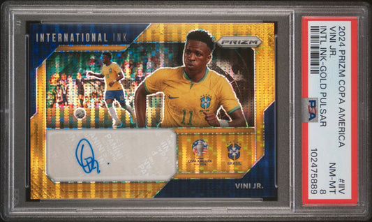 2024 Panini Prizm Copa America Vini Jr. #II-VJR Intl Ink Gold Pulsar /10 PSA 8