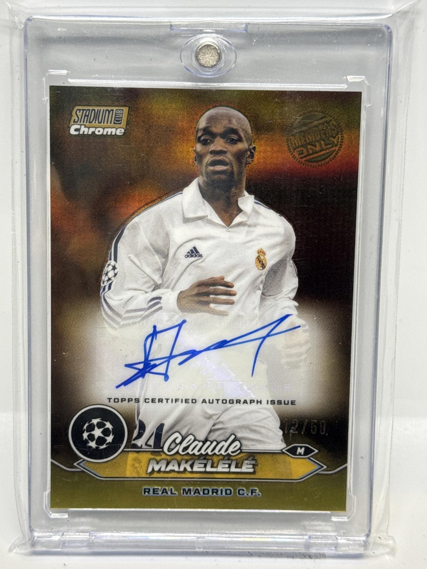 Claude Makelele Topps Stadium CC UEFA '23 Members Only Gold /50 Auto Real Madrid